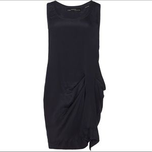 All Saints Molinet Silk Dress in Blue Navy